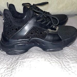 Black Chunky Sneakers with Mesh Detail